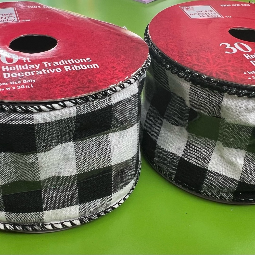 2.5” ribbon BUFFALO PLAID Wire Edge HUGE WIDE checkered oversize big craft DIY